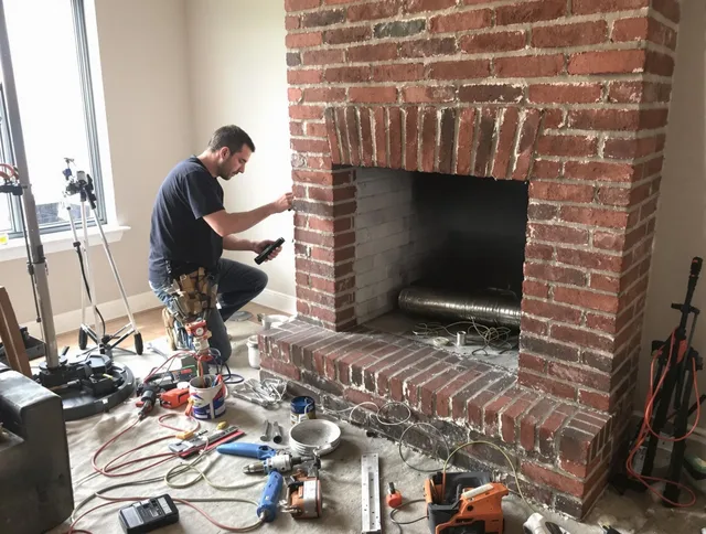 Bethel Chimney Sweep specialist finalizing chimney liner service in Bethel, CT