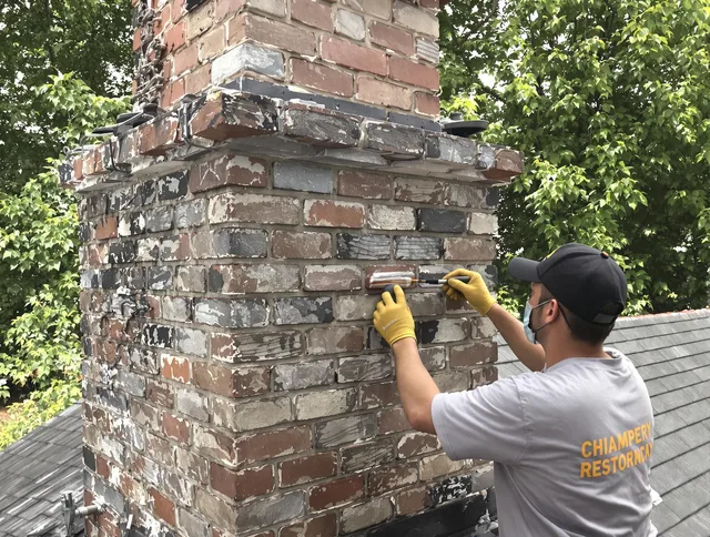 In-progress chimney restoration by Bethel Chimney Sweep in Bethel, CT