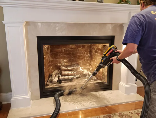 Fireplace cleaning performed by Bethel Chimney Sweep in Bethel, CT