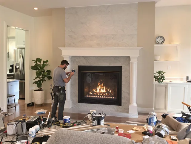 Newly installed fireplace by Bethel Chimney Sweep in Bethel, CT