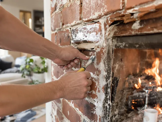 Routine fireplace repair by Bethel Chimney Sweep in Bethel, CT